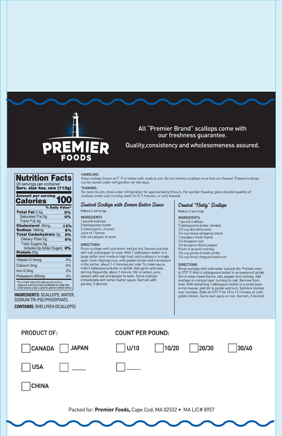 Premier Foods Platinum Sea Scallops nutrition facts.